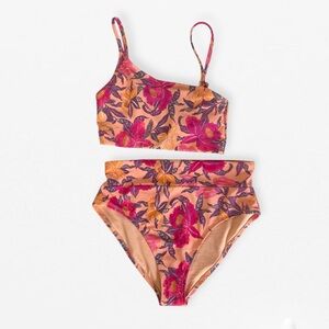 NWT Old Navy Floral Bikini Set top bottoms with Pink and Orange Design S
